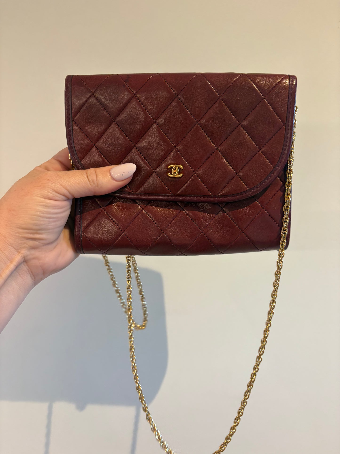 Chanel Burgundy Quilted Chain Shoulder Bag