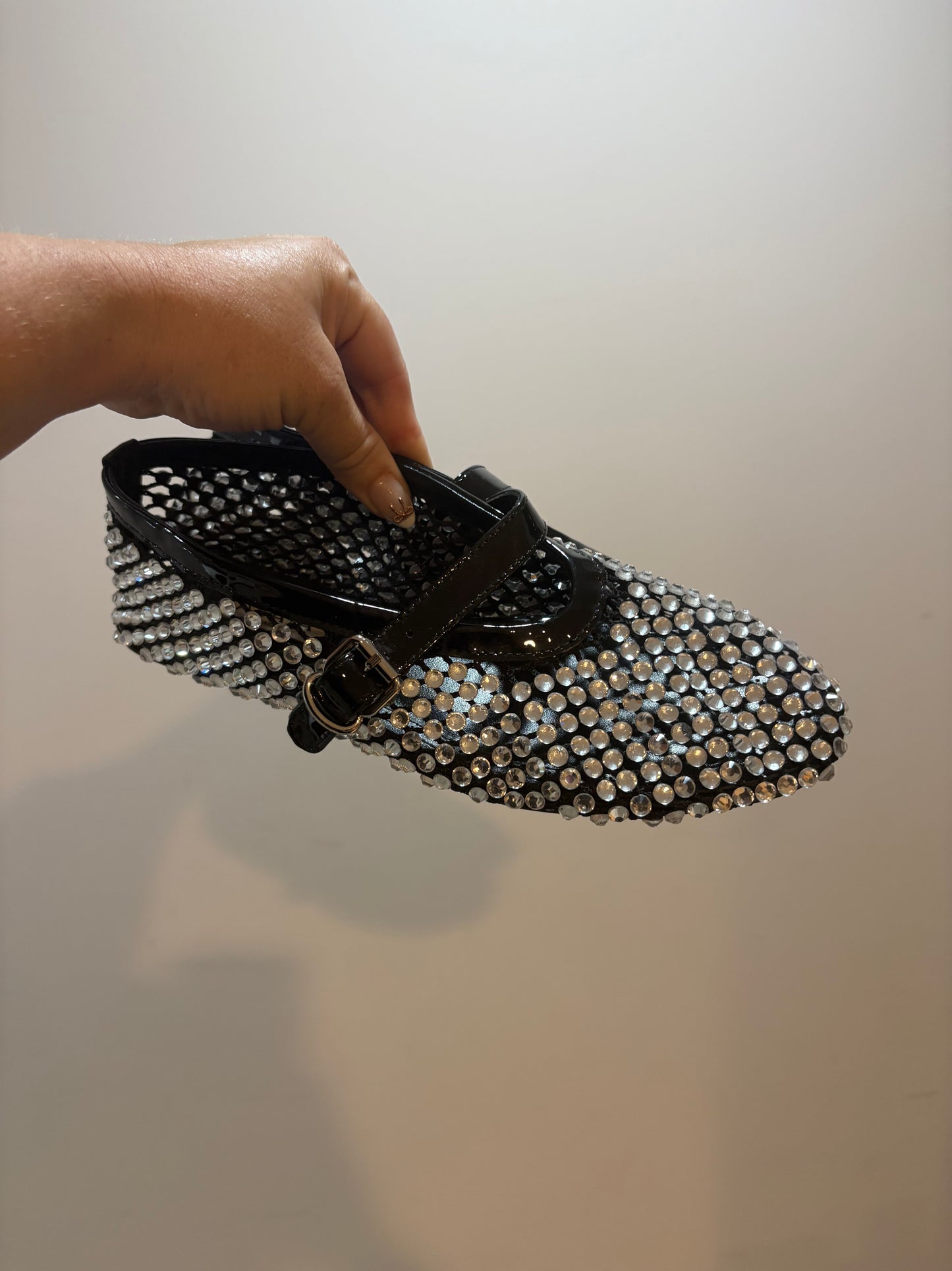 Alaïa Crystal Embellished Mary Jane Flats – NEW