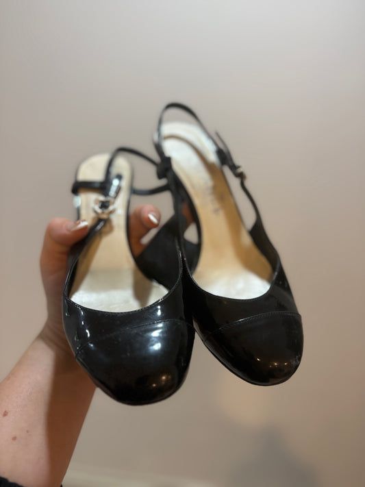 Chanel Patent Slingback Heels – Black