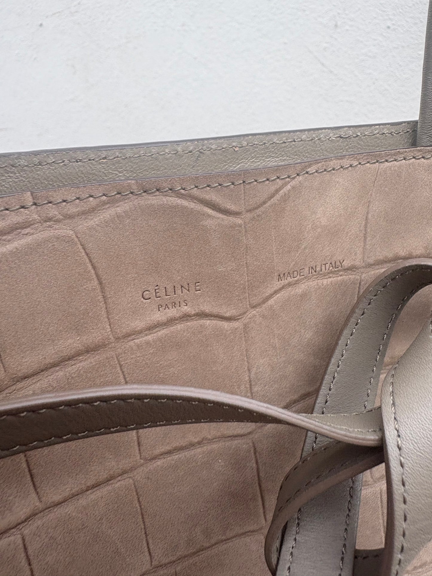 Celine Cabas Phantom Croc Embossed Leather Tote