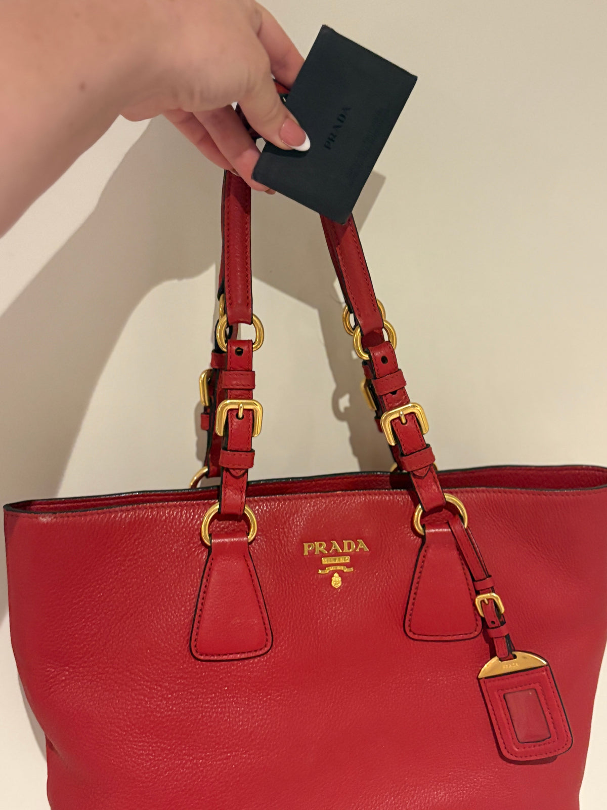 Prada Vitello Phenix Leather Tote – Rosso