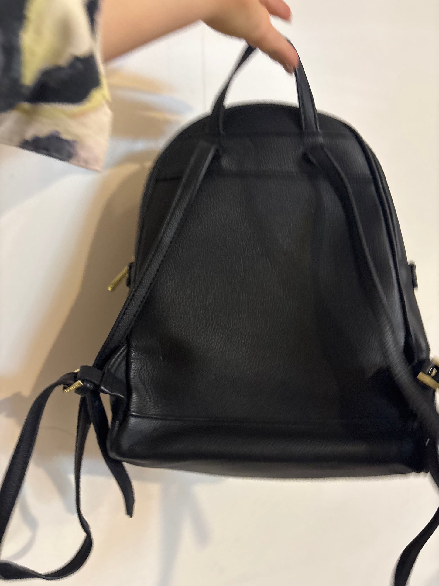 Michael Kors Black Leather Rhea Zip Backpack – Gold Hardware
