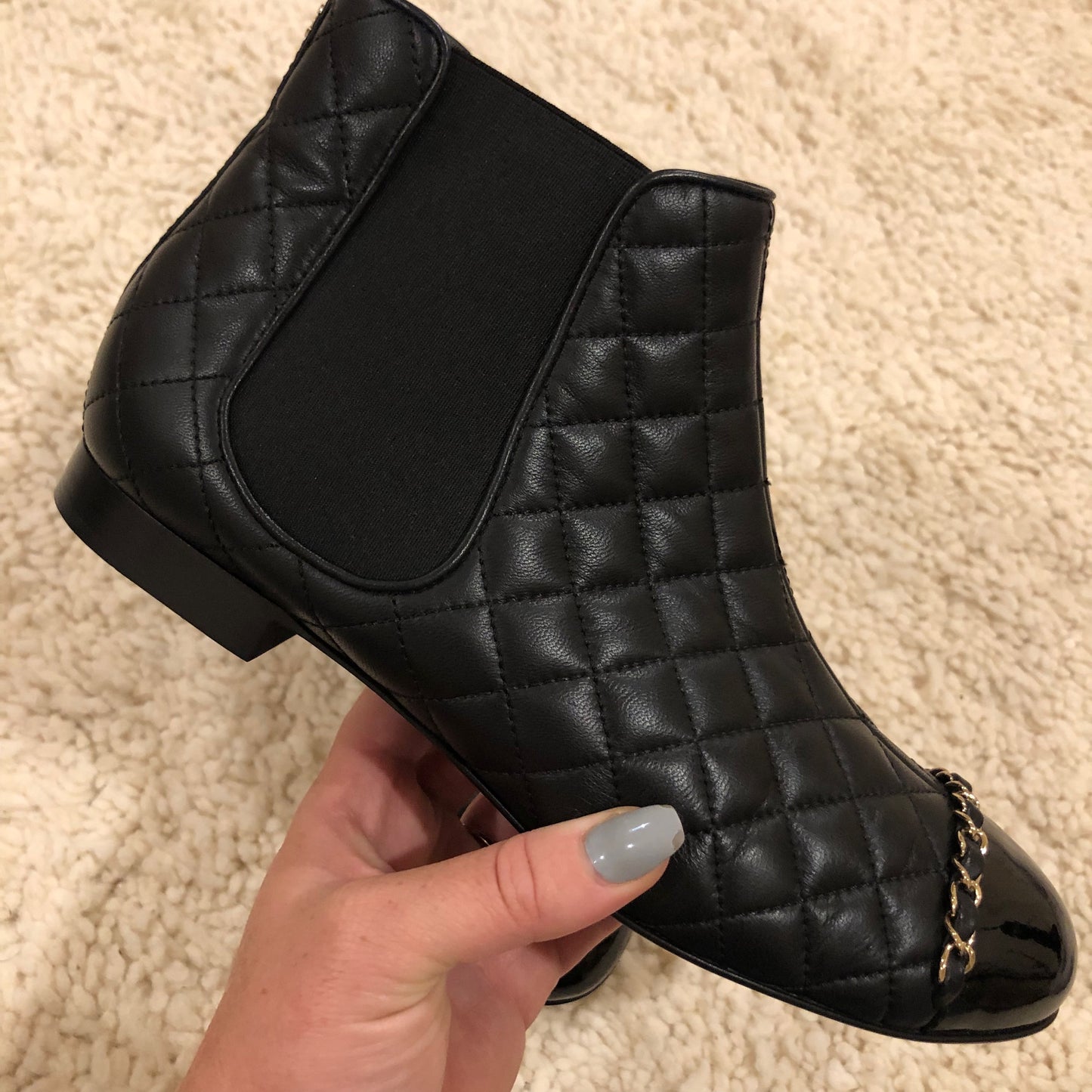 Chanel quilted gold chain ankle boot  image 0