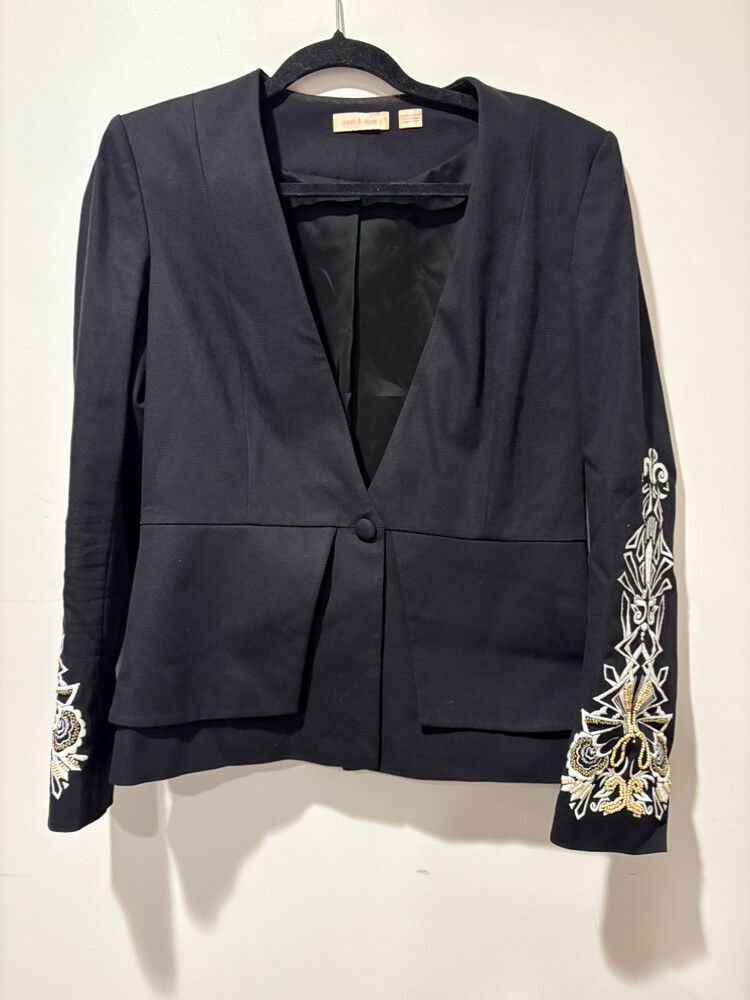 Sass & Bide Embellished Sleeve Blazer – Black – Size AU 10 (UK 10 / EU 42)